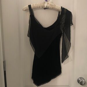 BCBGMaxAzria Black Asymmetrical Velvet Top XS